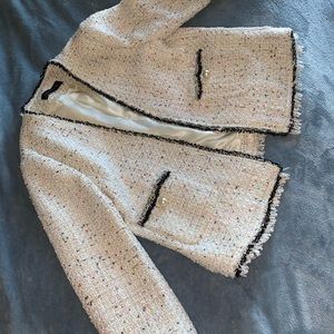 Zara white tweed blazer